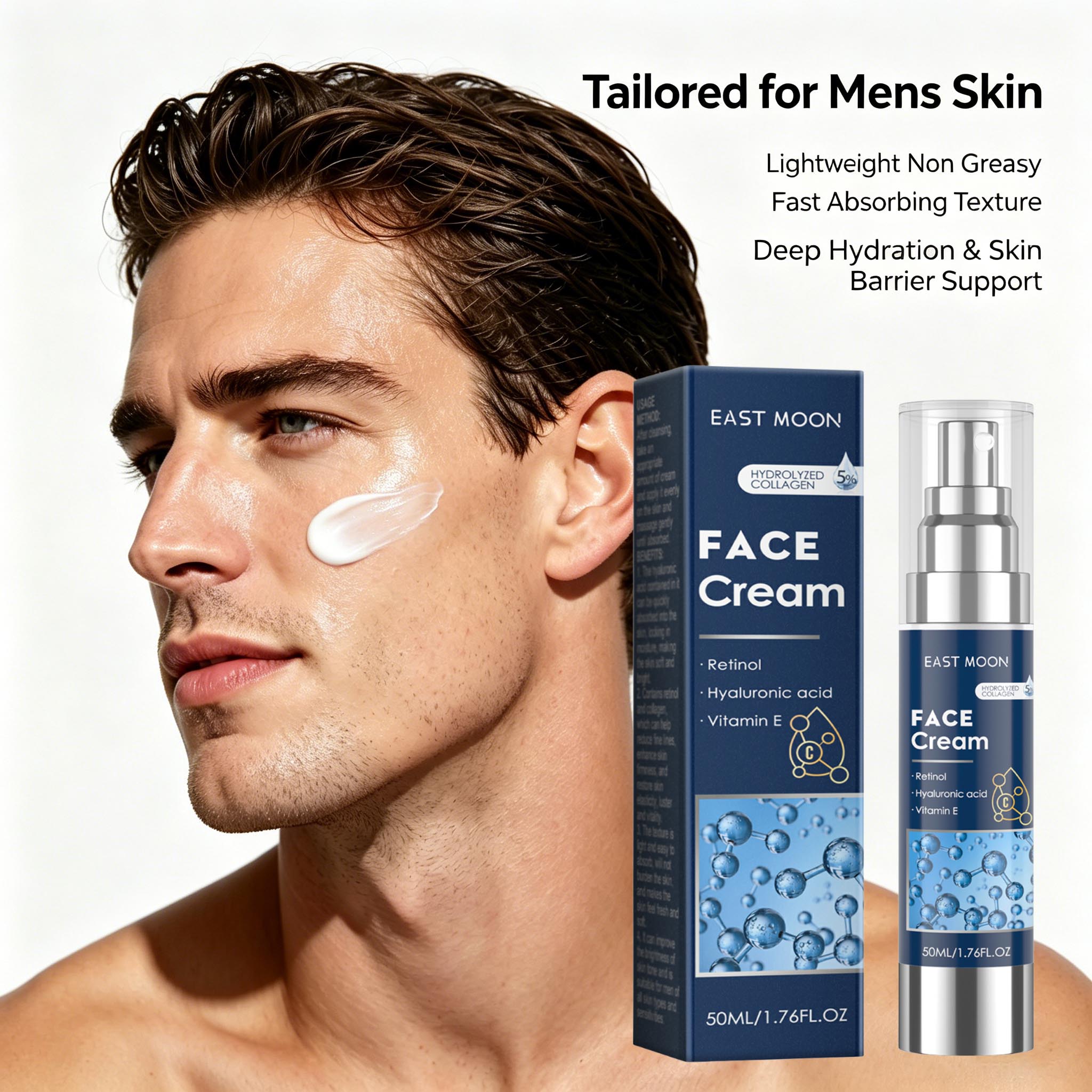 Retinol Cream - 남성용 레티놀 페이스 크림 히알루론산 퍼밍